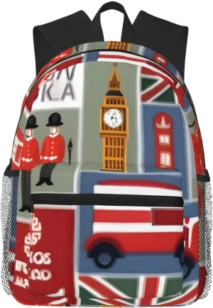 England Symbols Print Shoulder Bag, Lightweight Shoulder Bag, Travel Bag, Hiking Backpack, Cute Shoulder Bag