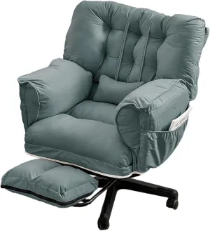 Ergonomic Home Computer Chairs with Tiltable Back, Comfortable Upholstered Swivel Office Desk Chair, Adjustable Height Vanity Chair, Easy to Assemble