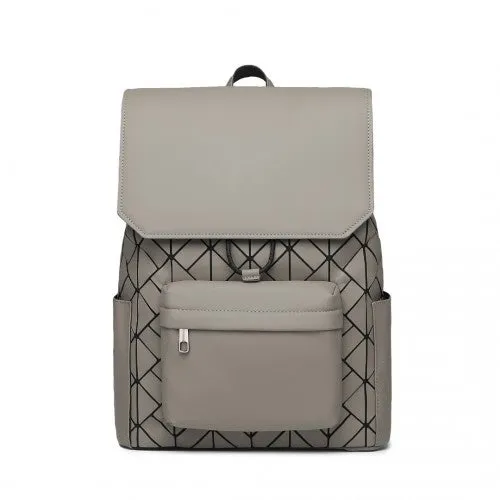 ET2417 - Kono Water-Resistant Urban Geometric Backpack With Laptop Compartment - Grey