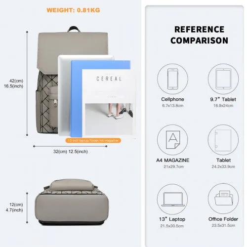 ET2417 - Kono Water-Resistant Urban Geometric Backpack With Laptop Compartment - Grey