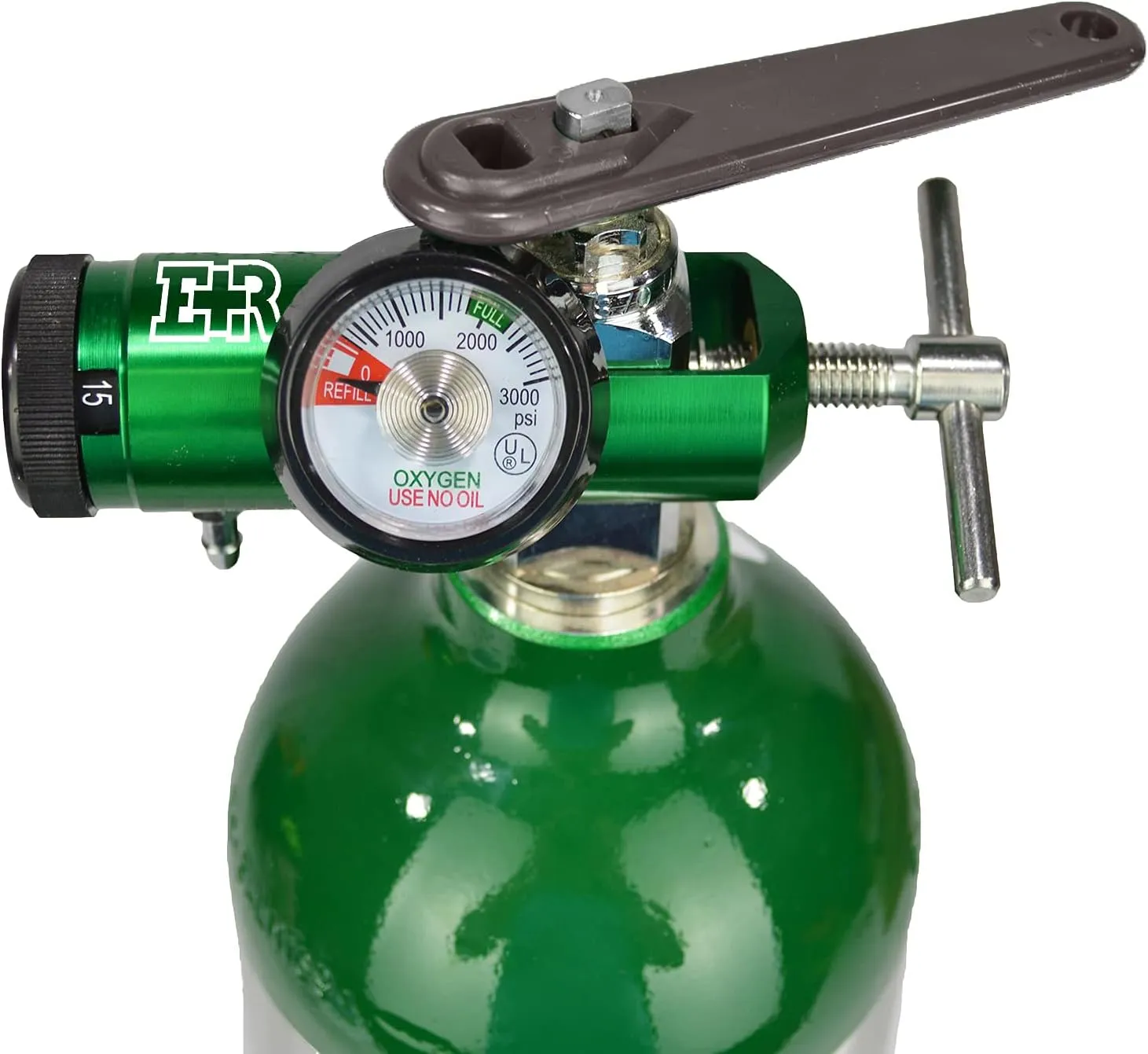 Ever Ready First Aid Oxygen Regulator CGA-870 Gauge Flow Rate with Wrench Key - 0-15LPM