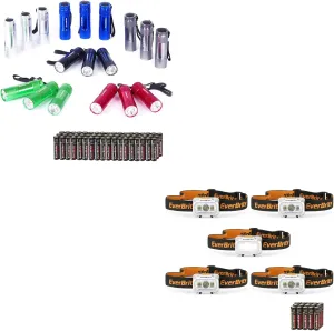EverBrite 18-Pack Mini LED Flashlight Set LED Headlamp(5 Pack)