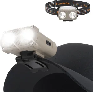 EverBrite Hat Lights Clip On Rechargeable Headlamp with Motion Sensor, 3 Models LED 180° Adjustable Head Lamp to Wear and Clip for Hard Hats, Outdoor Headlight with Red Light for Running, Camping
