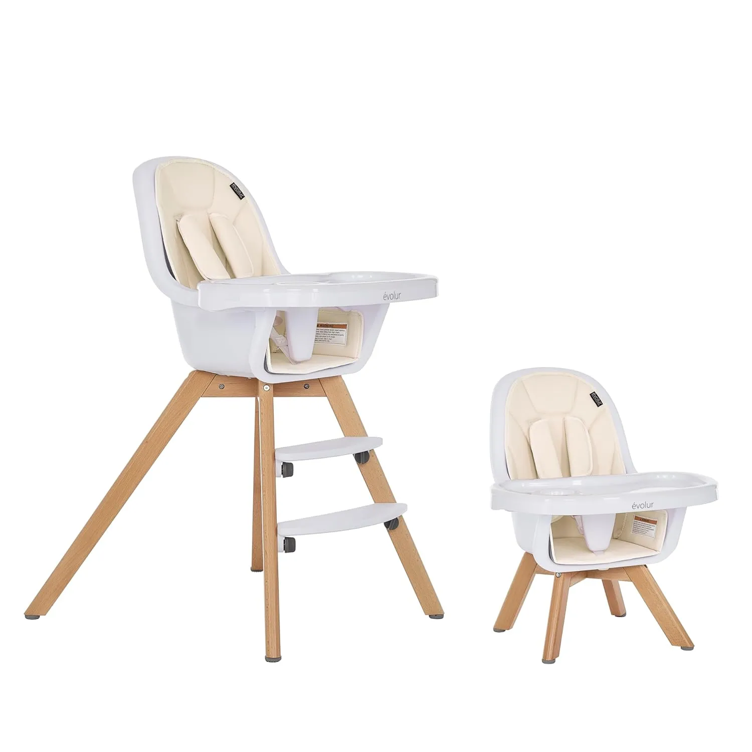 Evolur Zoodle 2 in 1 Convertible Baby High Chair in Ivory