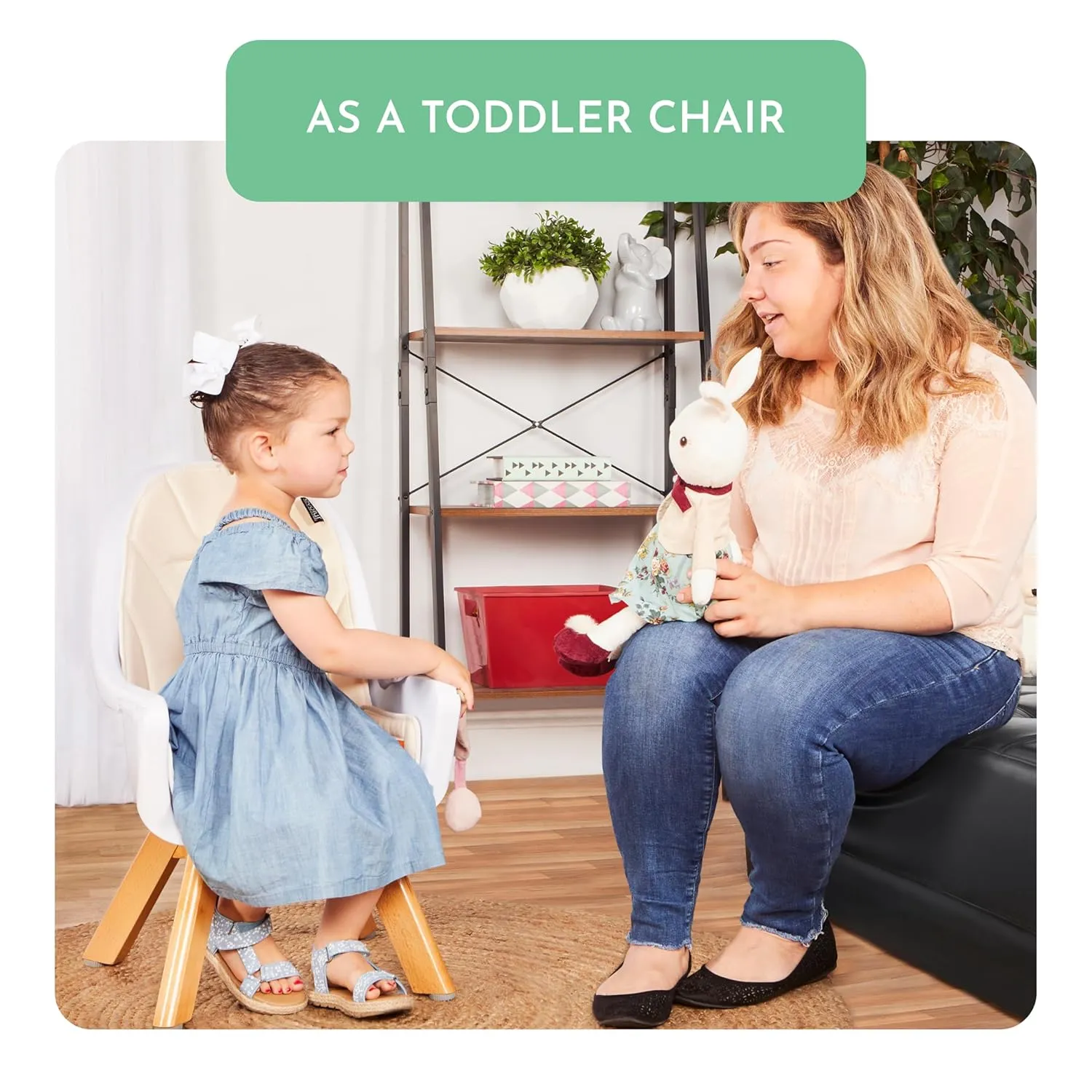 Evolur Zoodle 2 in 1 Convertible Baby High Chair in Ivory