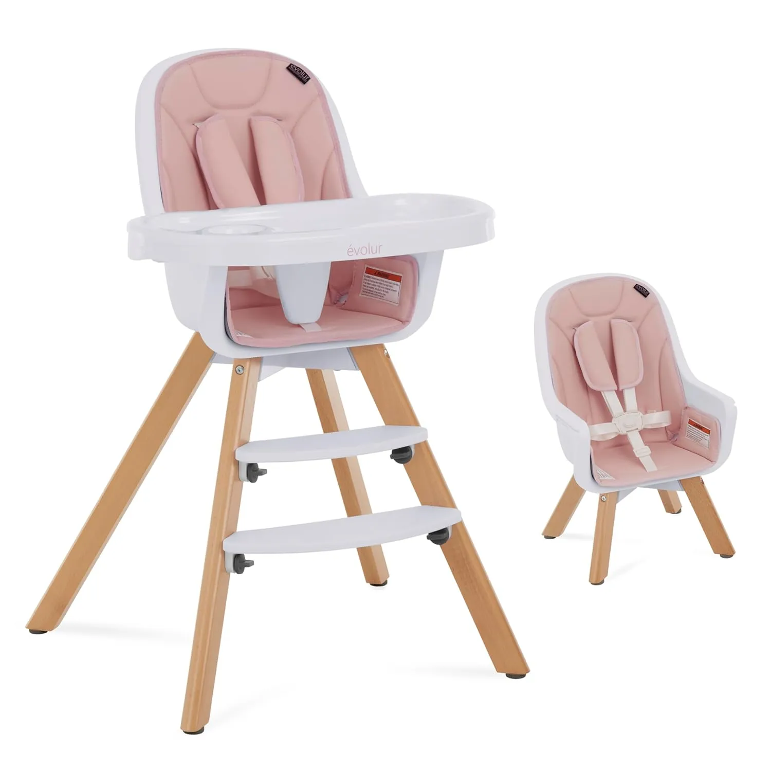 Evolur Zoodle 3 in 1 Convertible Baby High Chair in Pink