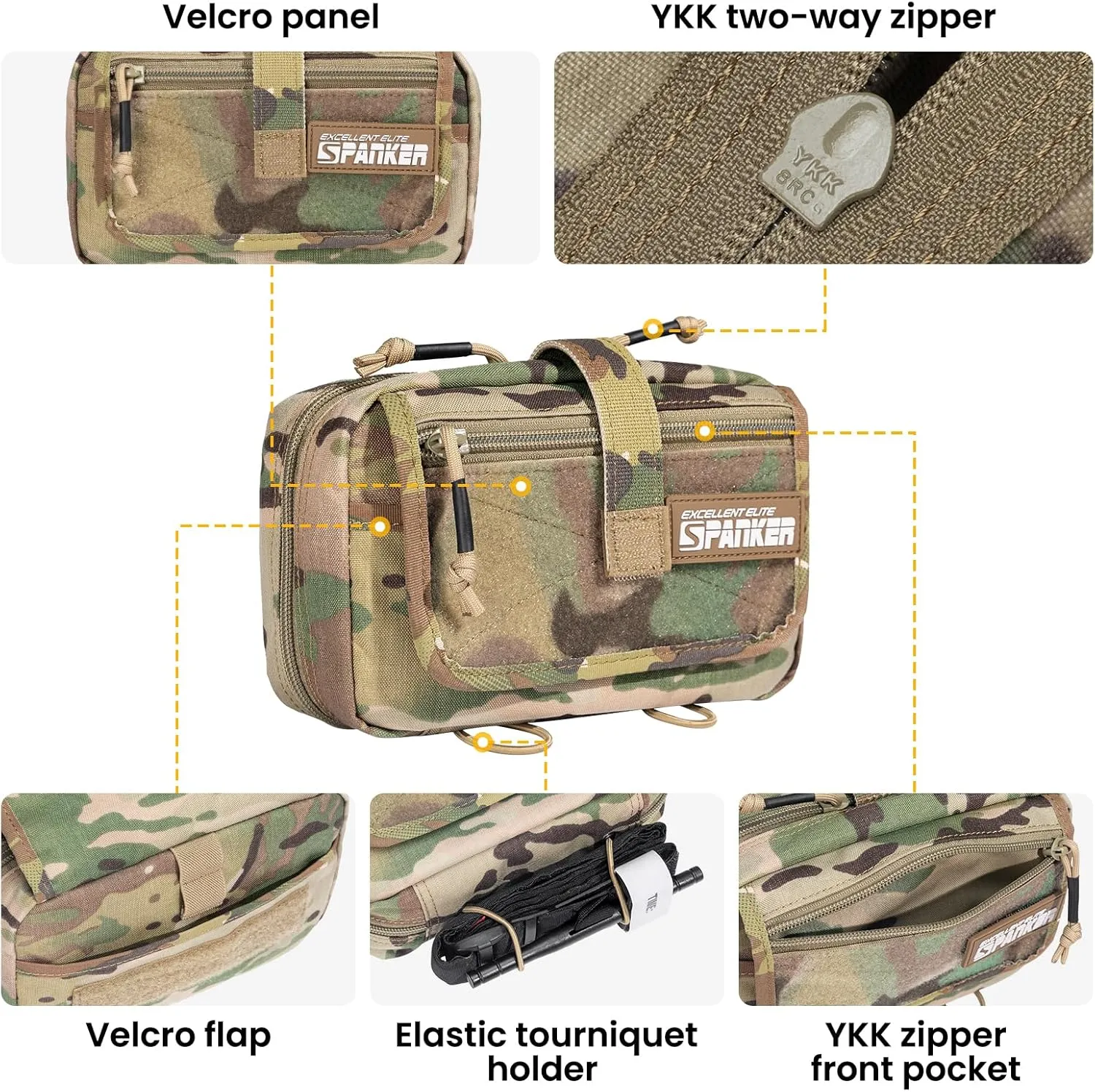 EXCELLENT ELITE SPANKER Tactical First Aid Pouch IFAK Rip Away Molle EMT Pouch Compact Admin Pouch Medical Utility Pouch Emergency Survival Kits for Tactical Vest,Backpack