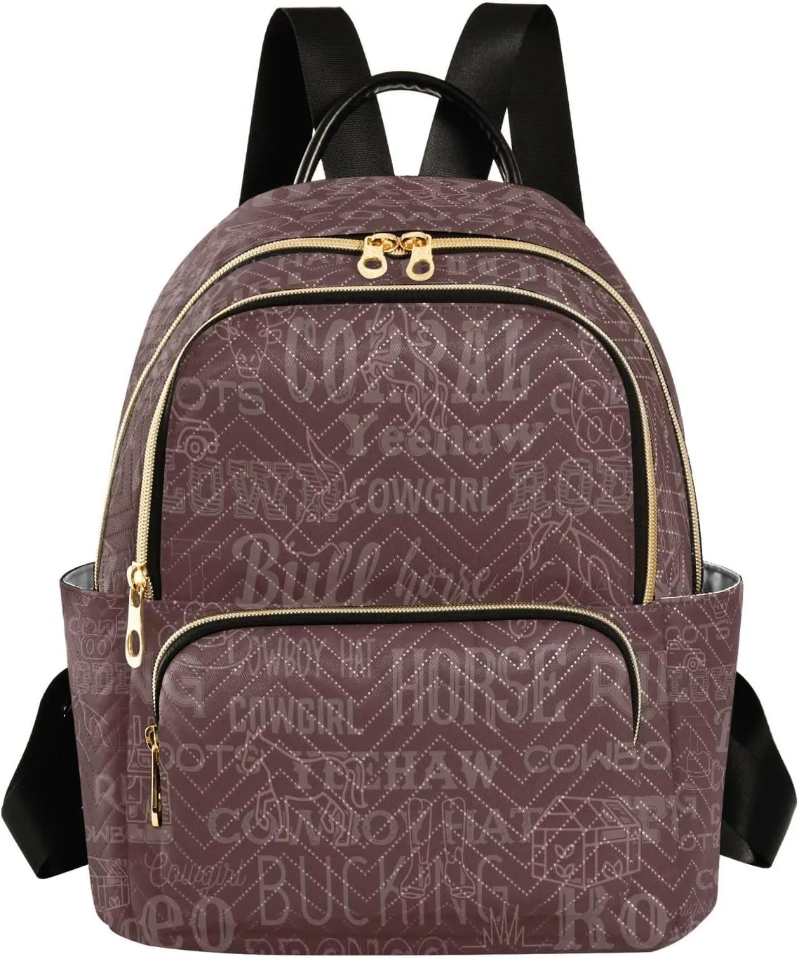 Exnundod Small Backpack for Women West Horse Vocabulary Pattern Backpack Purse Travel Daypack Lightweight Backpack