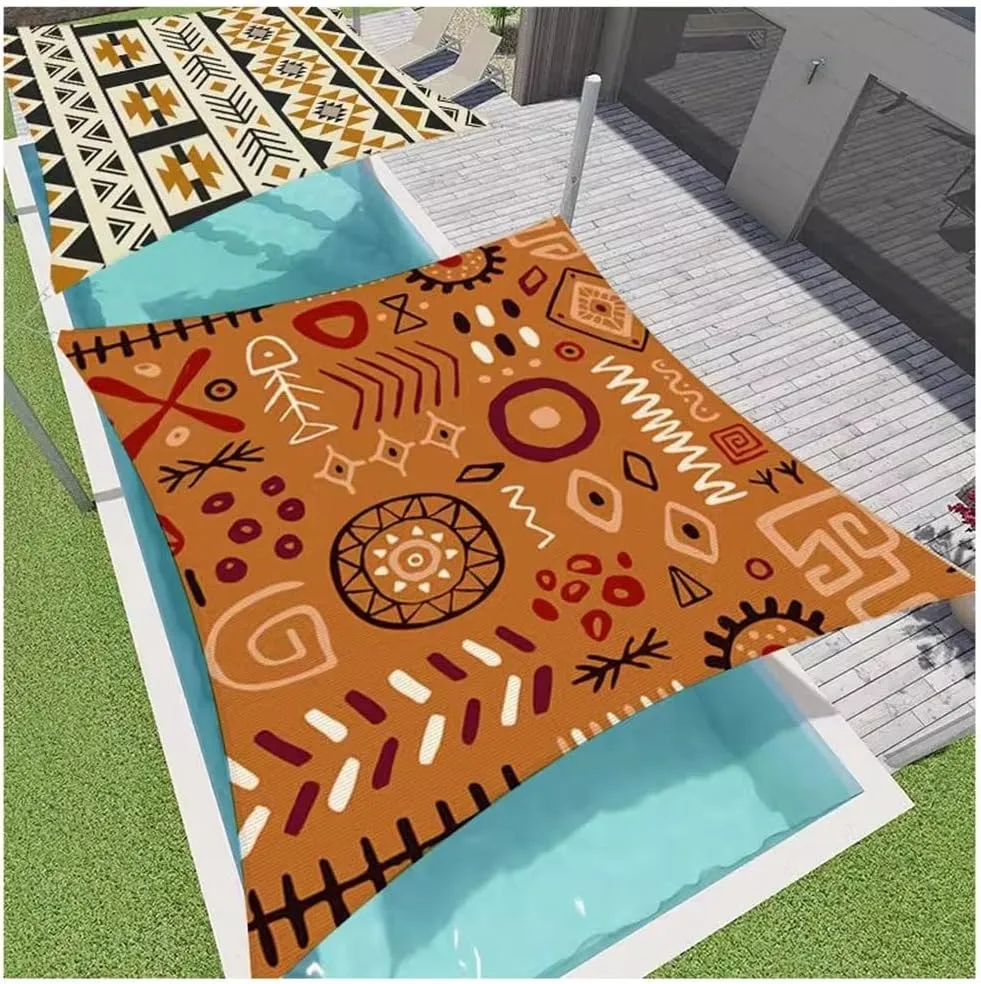 exproyzk Waterproof Sun Shade Sail Bohemian Style UV Block Canopy Awning for Garden Backyard Activities (Can Customize The Size and Pattern)(#C,3x2.6m)