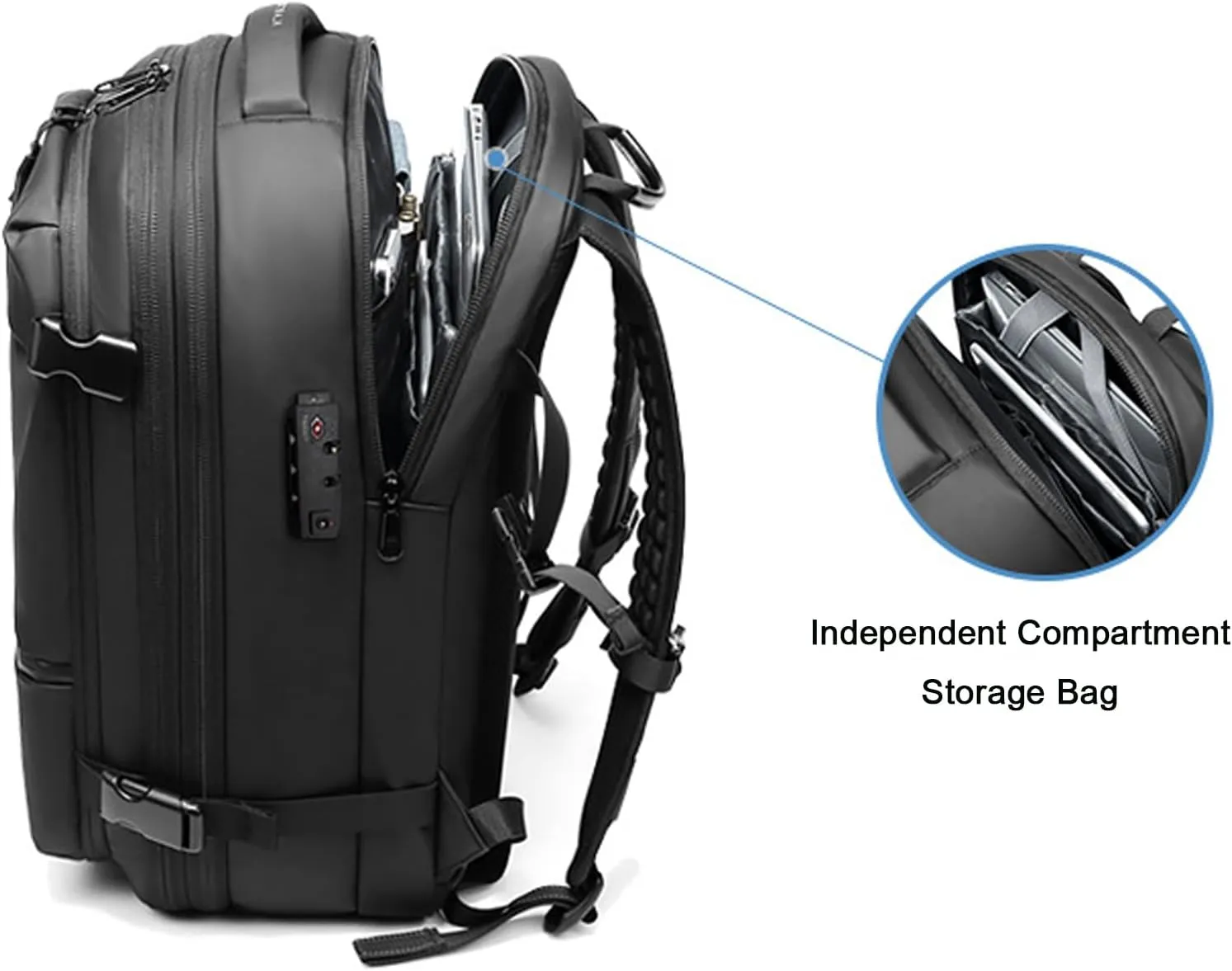Ezyvac Rucksack, Easyvacpac Backpack, 60L Expandable Vaccage Bag Water Resistant, Anti Theft Vacuum Back Pack (Blue)