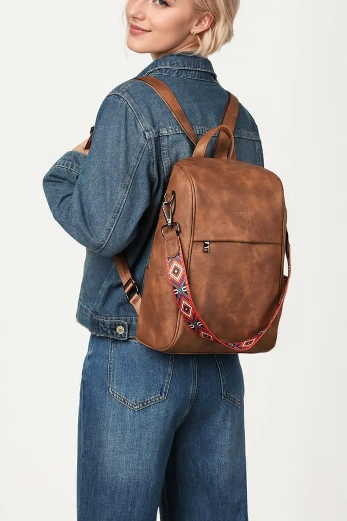 FADEON Leather Backpack Purse for Women Designer Travel Backpack Purses PU Fashion Ladies Shoulder Bag with Tassel
