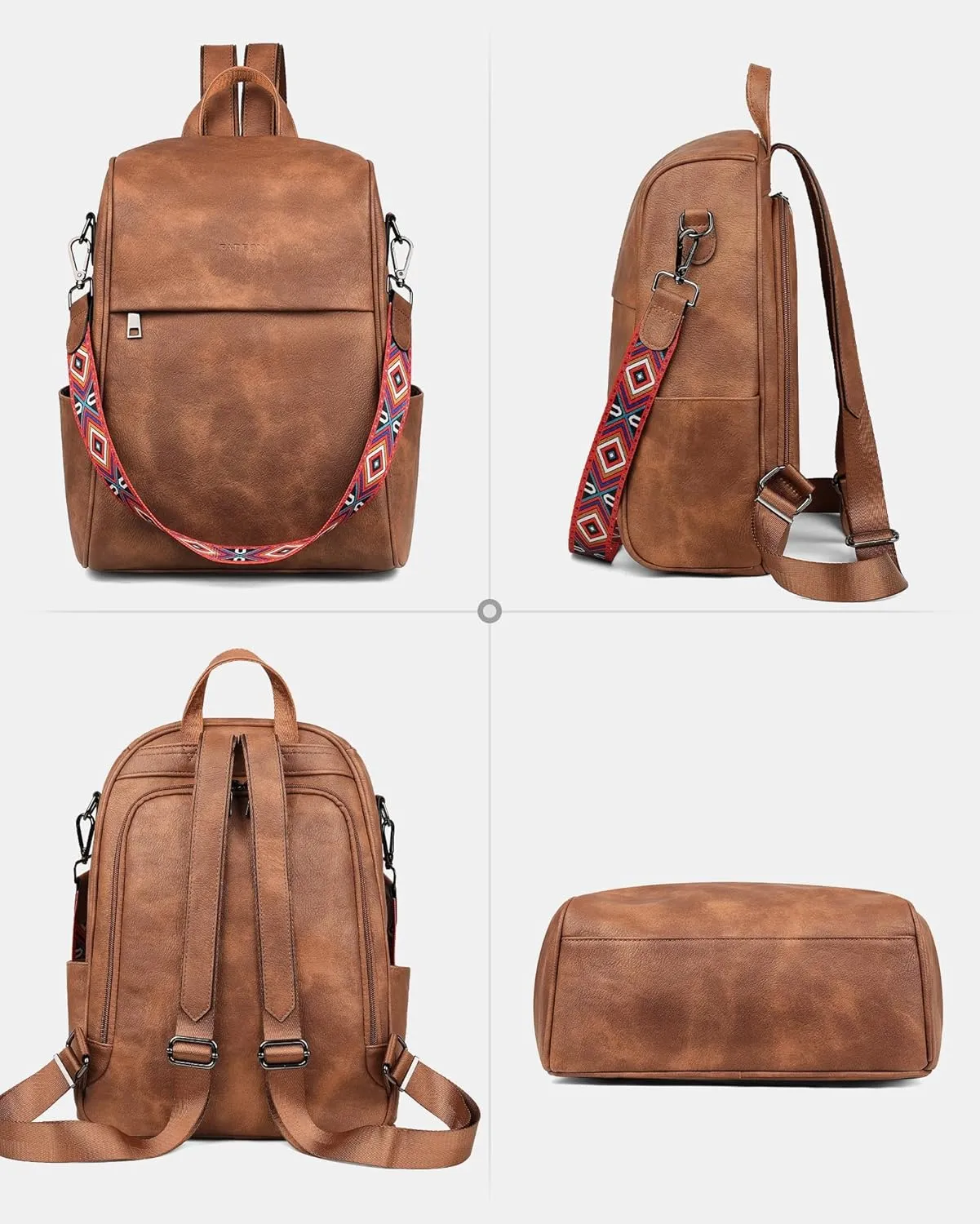 FADEON Leather Backpack Purse for Women Designer Travel Backpack Purses PU Fashion Ladies Shoulder Bag with Tassel