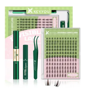 Fairy Brown Lash Clusters Kit Lash Extension Kit D Curl 144Pcs Eyelash Extension Kit Wispy Natural Invisible Band Lash Kit with Waterproof DIY Lash Extension Kit at Home(Fairy Brown-D-8-18MIX)