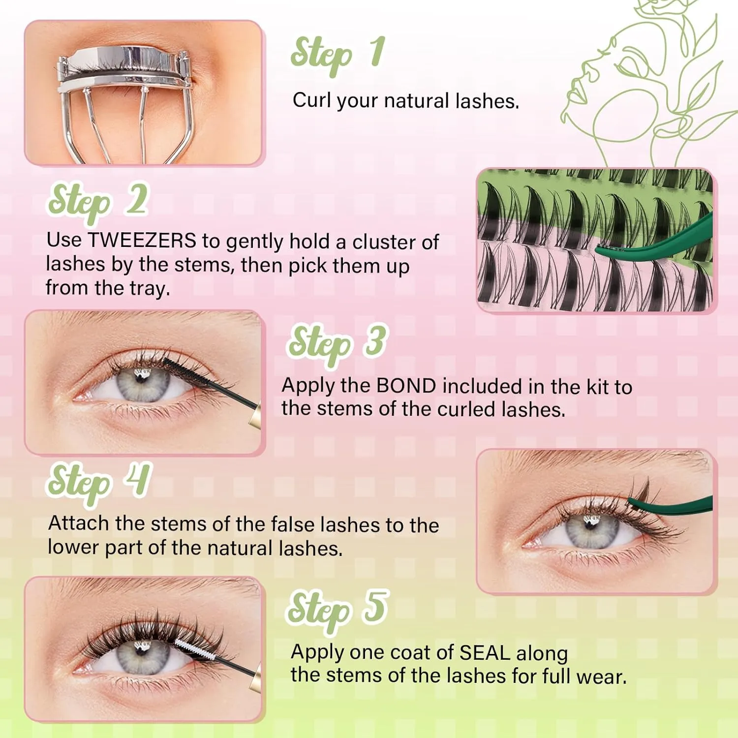 Fairy Brown Lash Clusters Kit Lash Extension Kit D Curl 144Pcs Eyelash Extension Kit Wispy Natural Invisible Band Lash Kit with Waterproof DIY Lash Extension Kit at Home(Fairy Brown-D-8-18MIX)