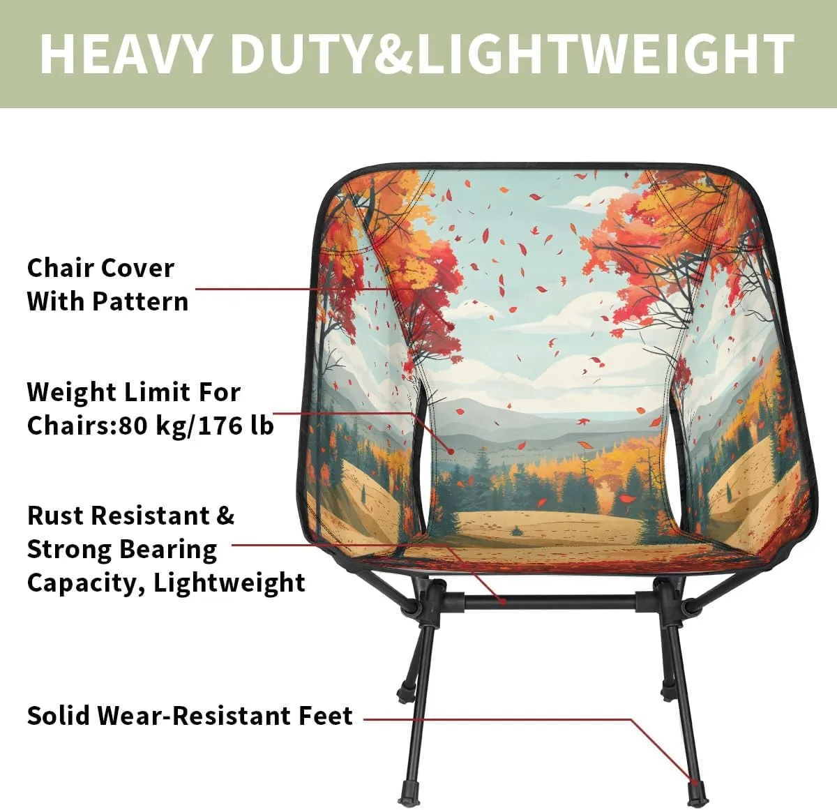 Falling Maple Leaf Portable Camping Chair Backpacking Chair Ultra Lightweight Compact Folding Chairs for Outside Beach Picnic Hiking