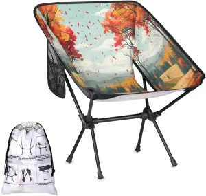 Falling Maple Leaf Portable Camping Chair Backpacking Chair Ultra Lightweight Compact Folding Chairs for Outside Beach Picnic Hiking