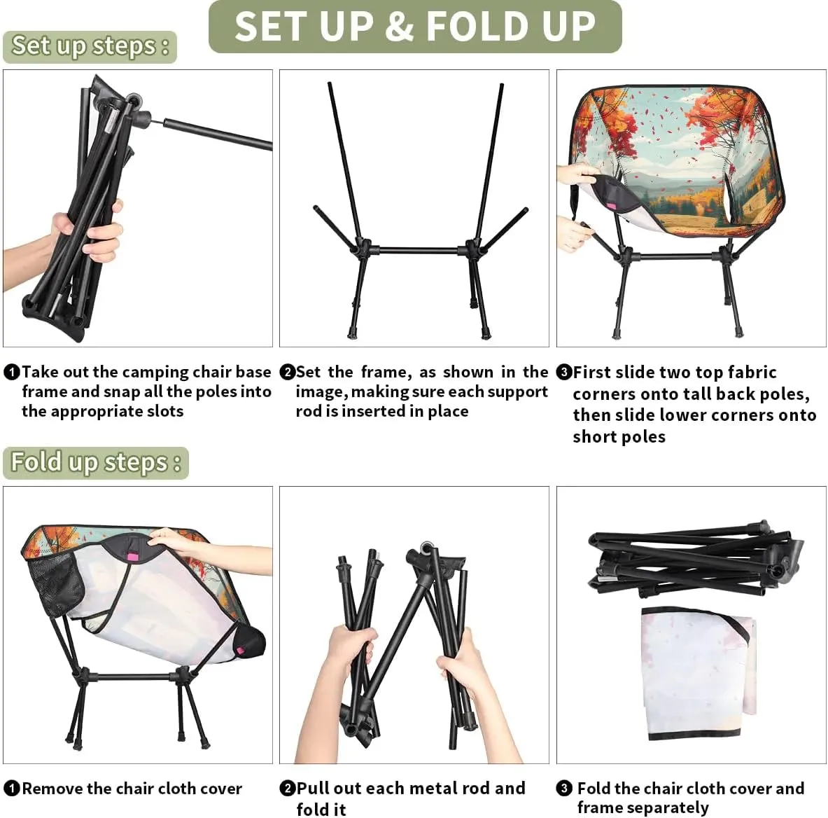 Falling Maple Leaf Portable Camping Chair Backpacking Chair Ultra Lightweight Compact Folding Chairs for Outside Beach Picnic Hiking