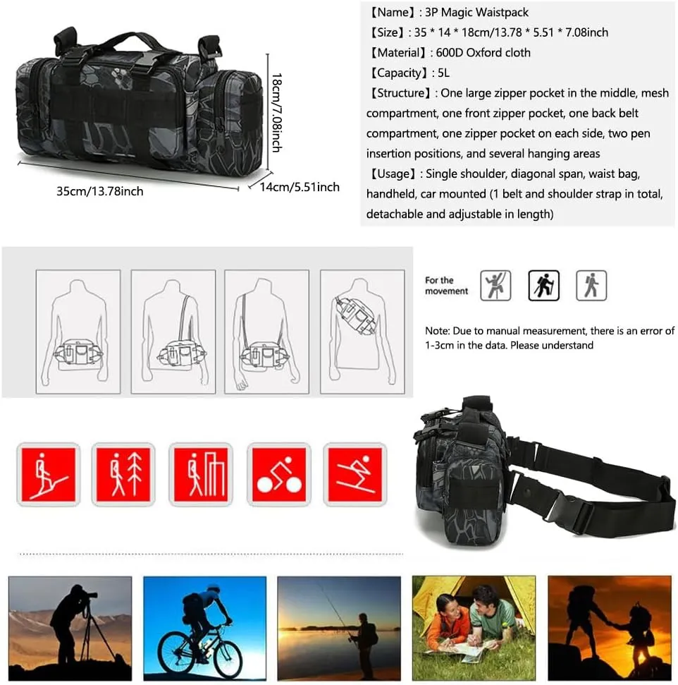 Fanny Deployment Bag Tactical Waist Pack Small Sling Pack Hand Carry Handlebar Bag (ACU Digital)