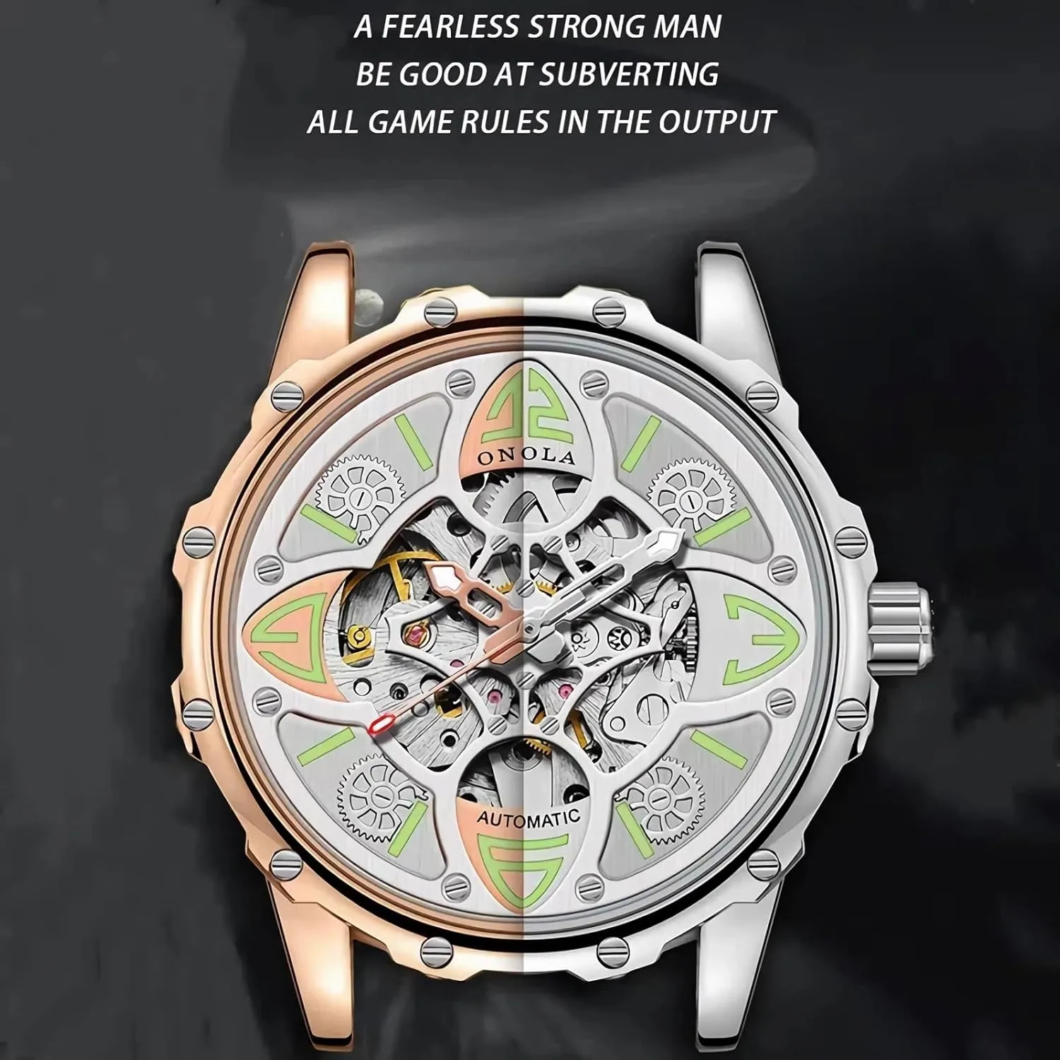 Fashion Men's Watch Hollow Full-Automatic Mechanical Watches Men Waterproof Sports Silicone Strap Wristwatch