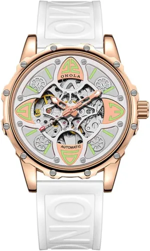 Fashion Men's Watch Hollow Full-Automatic Mechanical Watches Men Waterproof Sports Silicone Strap Wristwatch