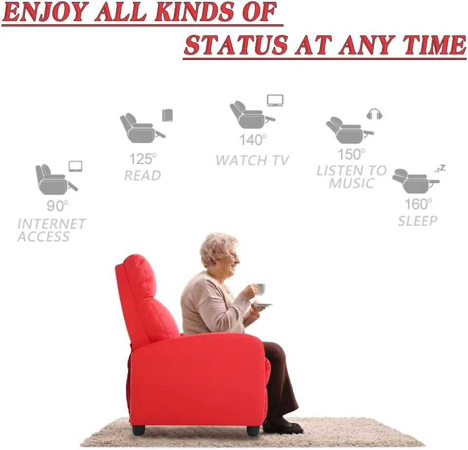 FDW Recliner Chair for Living Room Home Theater Seating Single Reclining Sofa Lounge Reading with Padded Seat Backrest
