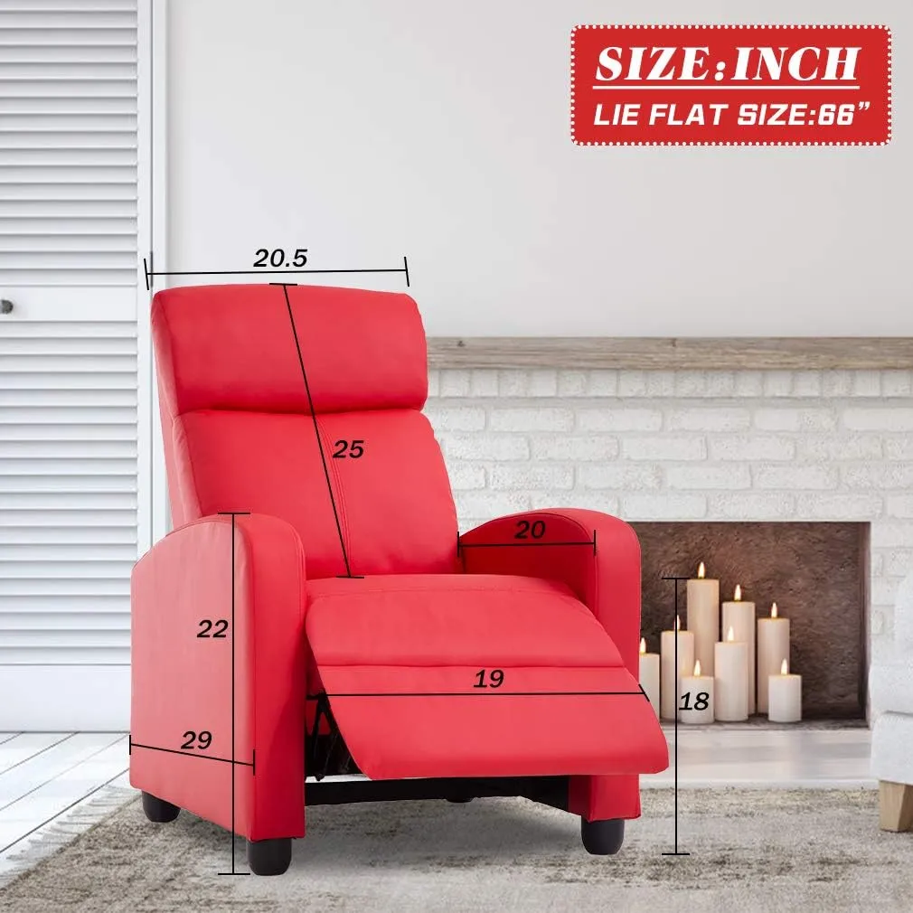 FDW Recliner Chair for Living Room Home Theater Seating Single Reclining Sofa Lounge Reading with Padded Seat Backrest
