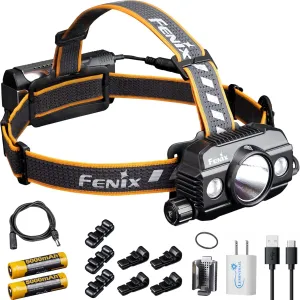 FENIX HP30R v2.0 Rechargeable Headlamp, 3000 Lumen Heavy-Duty with Spotlight & Floodlight, Detachable Power Pack and Wall Plug, Black