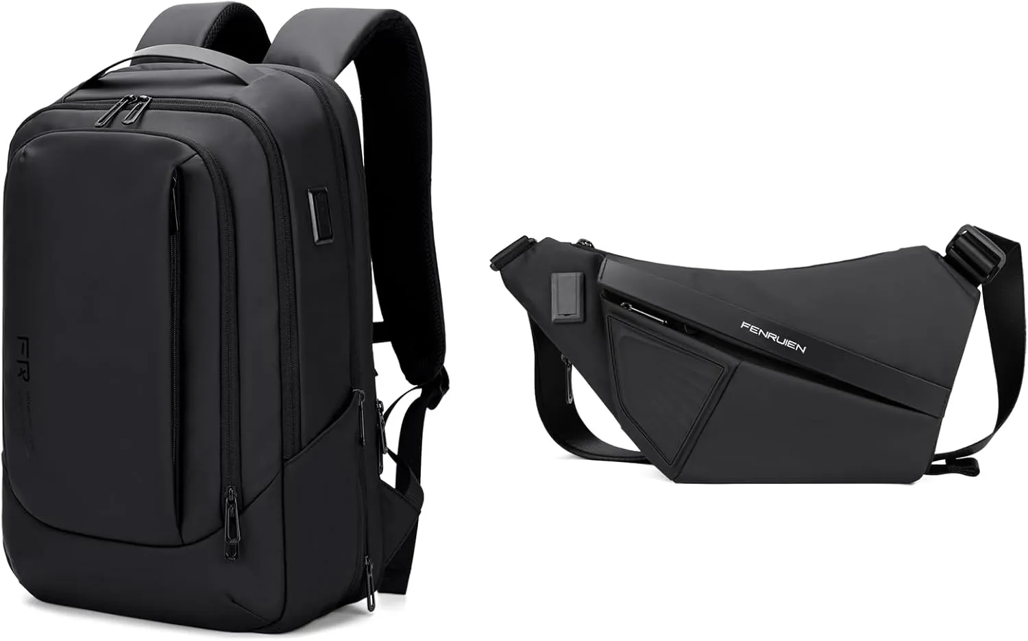 FENRUIEN 15.6 Inch Business Travel Backpack, Expandable Chest Bag