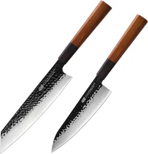 FINDKING Dynasty Series 8" Chef Knife and 9" Gyuto Kiritsuke Knife, High Carbon Clad Steel Octagonal Handle Kitchen Knives