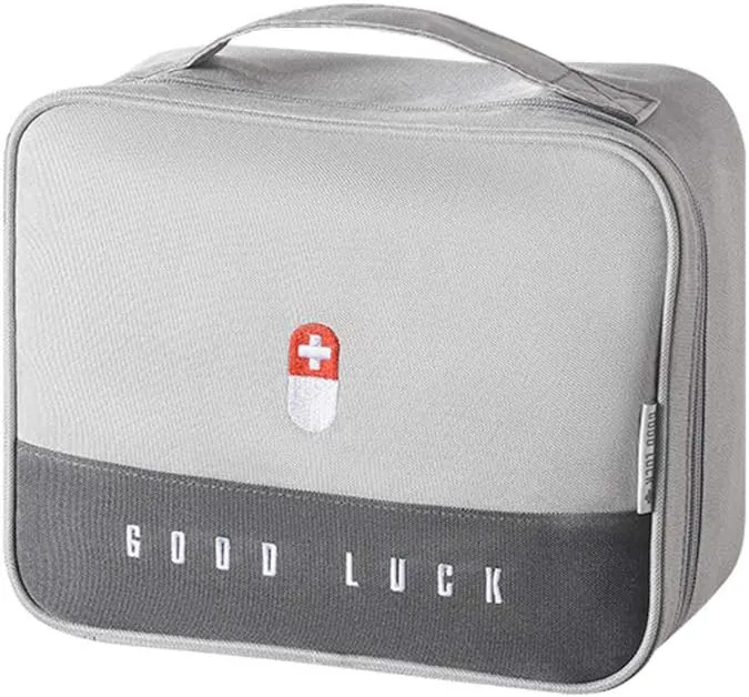 First Aid Bag Empty, Waterproof Emergency Medic Trauma Bag, Medicine Bag For Traveling ,Home Hiking Camping Car Office(Large,Grey)