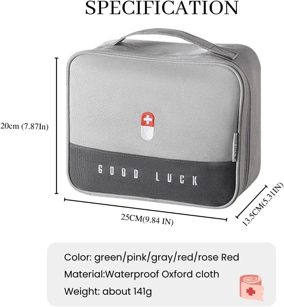 First Aid Bag Empty, Waterproof Emergency Medic Trauma Bag, Medicine Bag For Traveling ,Home Hiking Camping Car Office(Large,Grey)