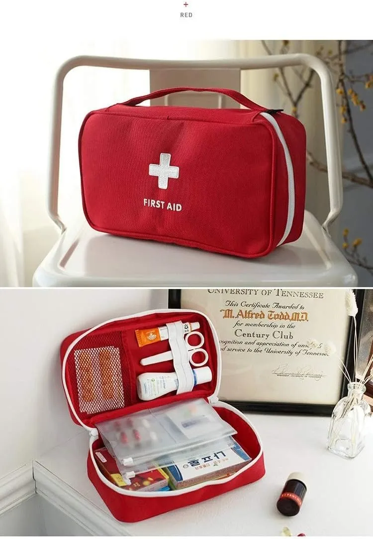 First Aid Bag - First Aid Kit Empty for Home Outdoor Travel Camping Hiking, Mini Empty Medical Storage Portable Pouch (2 Pieces Red Bag)