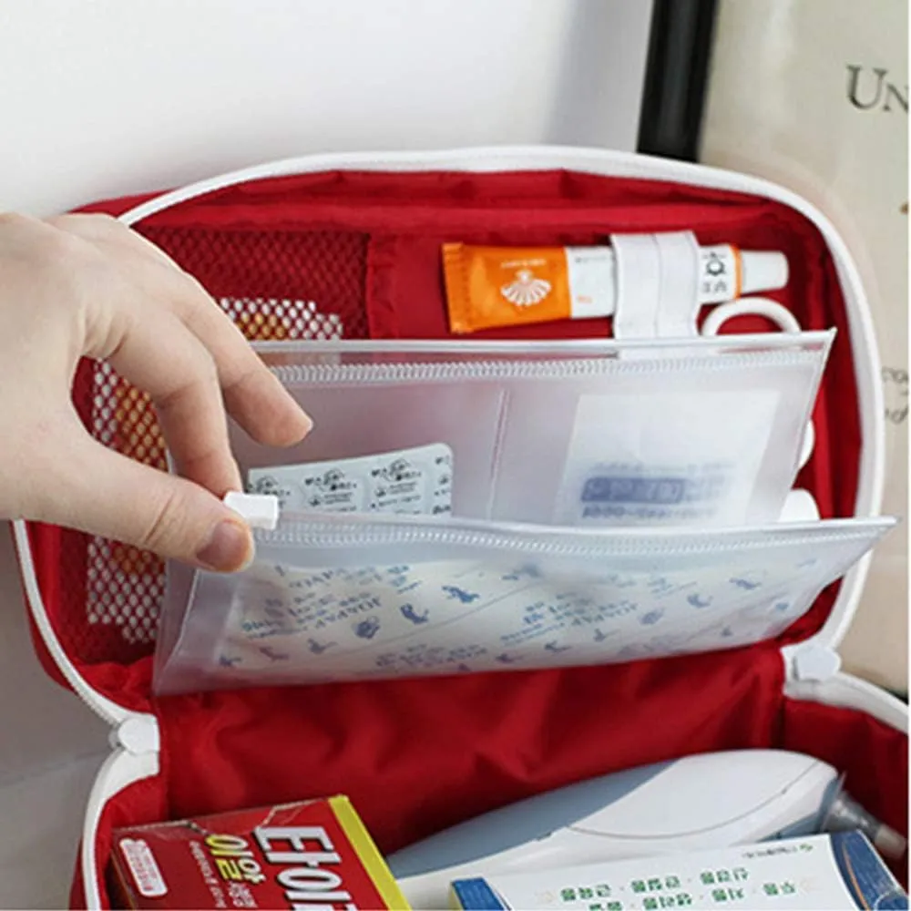 First Aid Bag - First Aid Kit Empty for Home Outdoor Travel Camping Hiking, Mini Empty Medical Storage Portable Pouch (2 Pieces Red Bag)