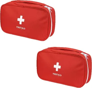 First Aid Bag - First Aid Kit Empty for Home Outdoor Travel Camping Hiking, Mini Empty Medical Storage Portable Pouch (2 Pieces Red Bag)