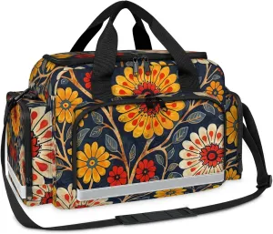 First Aid Bags Empty, Colorful Daisy Emergency Bag Southeast Asian Style First Aid Kit Multiple Compartment Kit Carrier On Call Trauma Bag For Paramedics Emergency Medical Supplies Kit