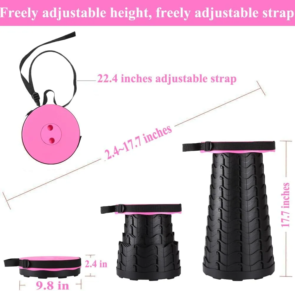 Fishboy Upgraded Collapsible Stool, 400lbs Max Weight, Lightweight But Sturdy, Portable Retractable Folding Telescoping Foldable Camping Stool for Adults Outdoor Fishing Hiking Gardening Travel BBQ