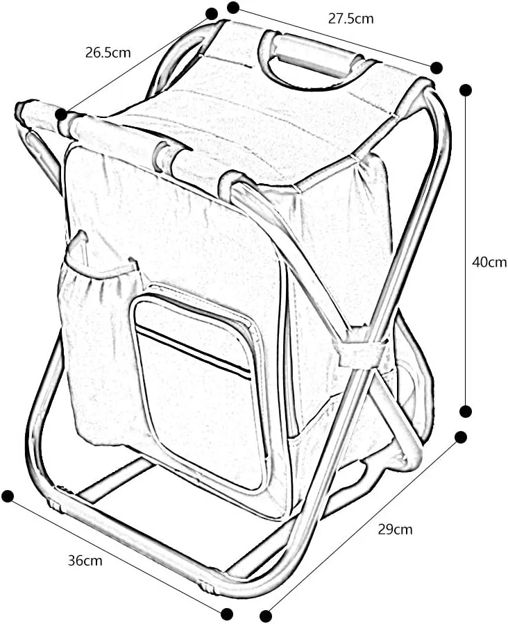 Fishing Chair Portable Camping Chair Camping Stools Insulated Cooler Bag Collapsible Camping Hunting Fishing Multifunction Chair Fishing Gear Fishing Backpack Chair w Front Pocket Bottle Pocket