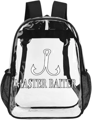Fishing Master Baiter Hook Lure Travel Backpack 17 in Laptop Bag Transparent Lightweight Daypack for Work Office