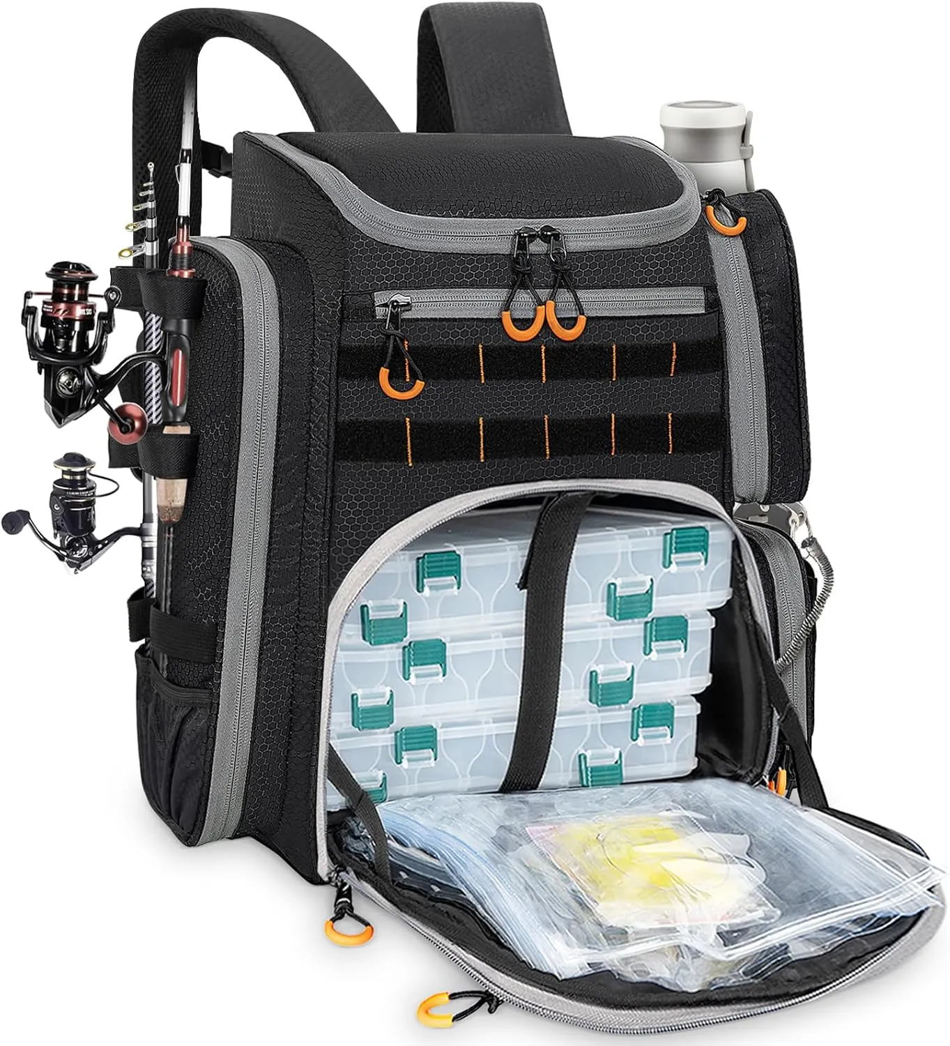 Fishing Tackle Backpack - Lightweight Outdoor Tackle Storage Bag - Water-Resistant Fishing Storage Fishing Gear and Equipment