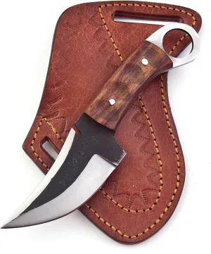 Fixed Blade Hunting Forged Tracker Knife - 8 Inches Carbon Steel Razor Sharp Blade Full Tang Bushcraft Knives with Premium Leather Belt Sheath. Used For Hunting Outdoor Camping, Hiking, Skining Knife.