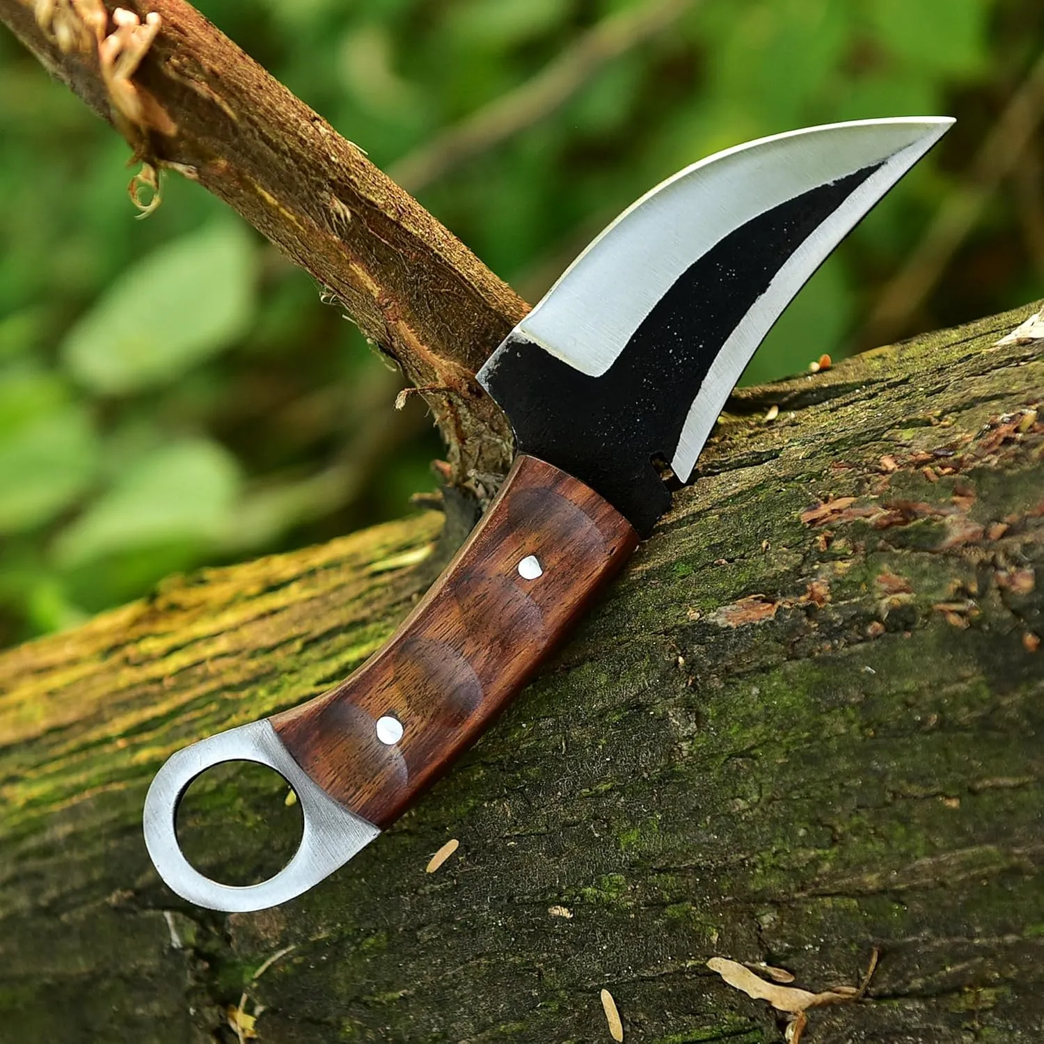 Fixed Blade Hunting Forged Tracker Knife - 8 Inches Carbon Steel Razor Sharp Blade Full Tang Bushcraft Knives with Premium Leather Belt Sheath. Used For Hunting Outdoor Camping, Hiking, Skining Knife.