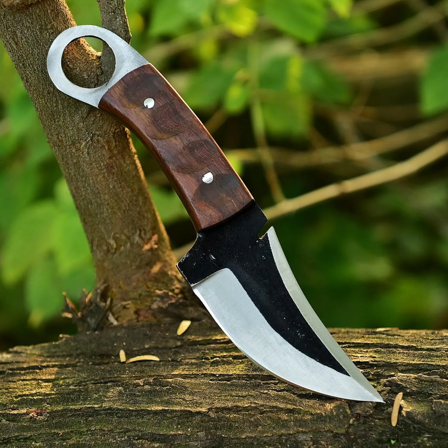 Fixed Blade Hunting Forged Tracker Knife - 8 Inches Carbon Steel Razor Sharp Blade Full Tang Bushcraft Knives with Premium Leather Belt Sheath. Used For Hunting Outdoor Camping, Hiking, Skining Knife.