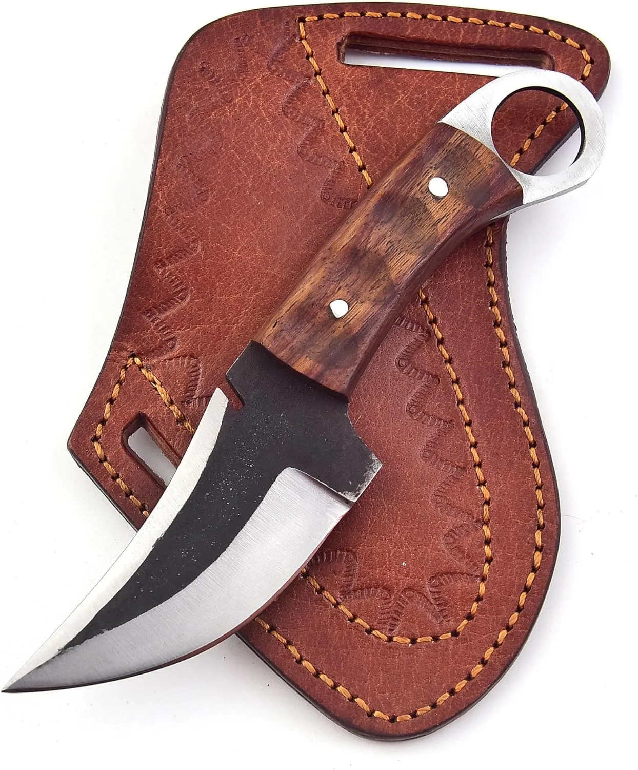 Fixed Blade Hunting Forged Tracker Knife - 8 Inches Carbon Steel Razor Sharp Blade Full Tang Bushcraft Knives with Premium Leather Belt Sheath. Used For Hunting Outdoor Camping, Hiking, Skining Knife.
