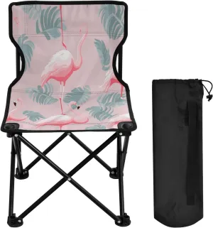 Flamingo Portable Outdoor Folding Chair Anti-Slip Padded Oxford Cloth Stool Camping Chair Small for Beach Hiking Fishing Gardening Quad Camp Chair