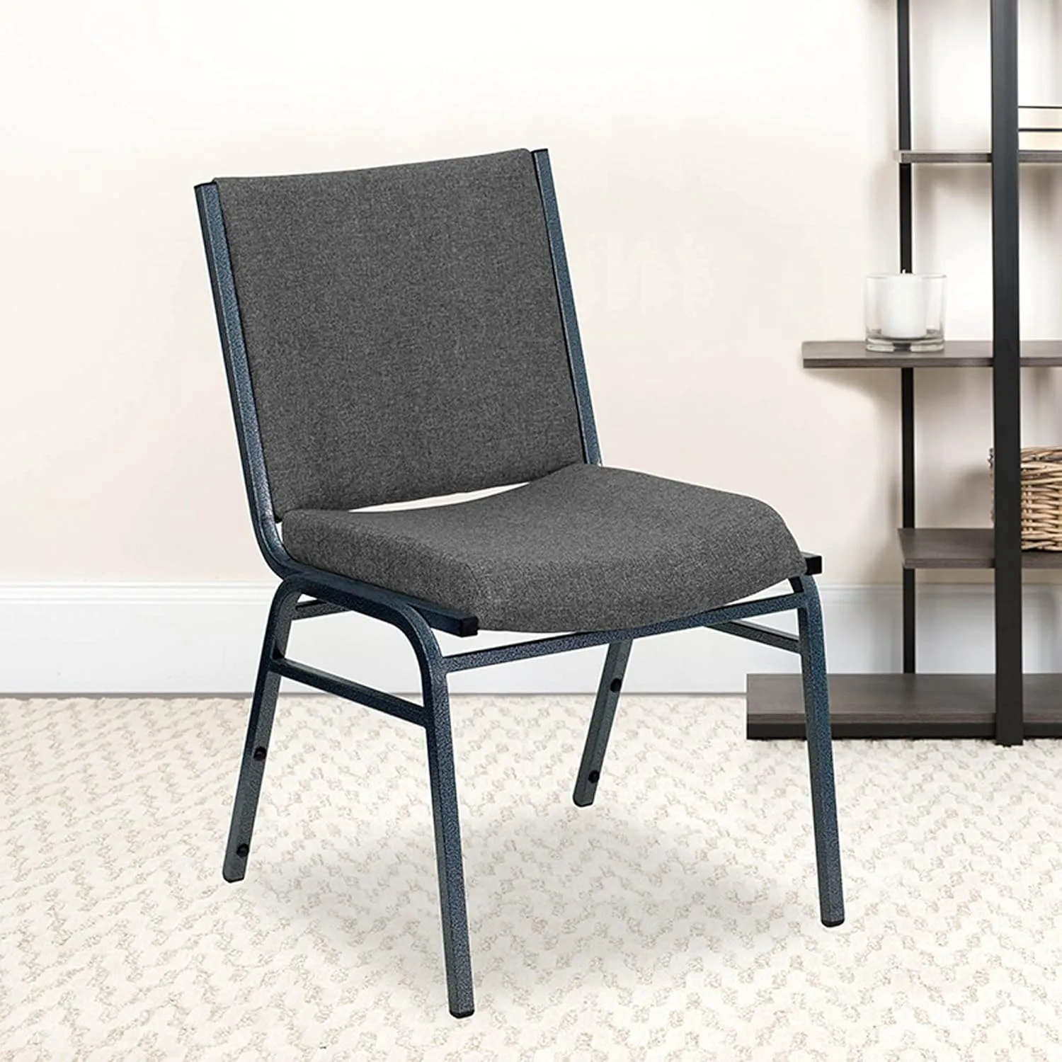 Flash Furniture HERCULES Series Heavy Duty Gray Fabric Stack Chair with Ganging Bracket