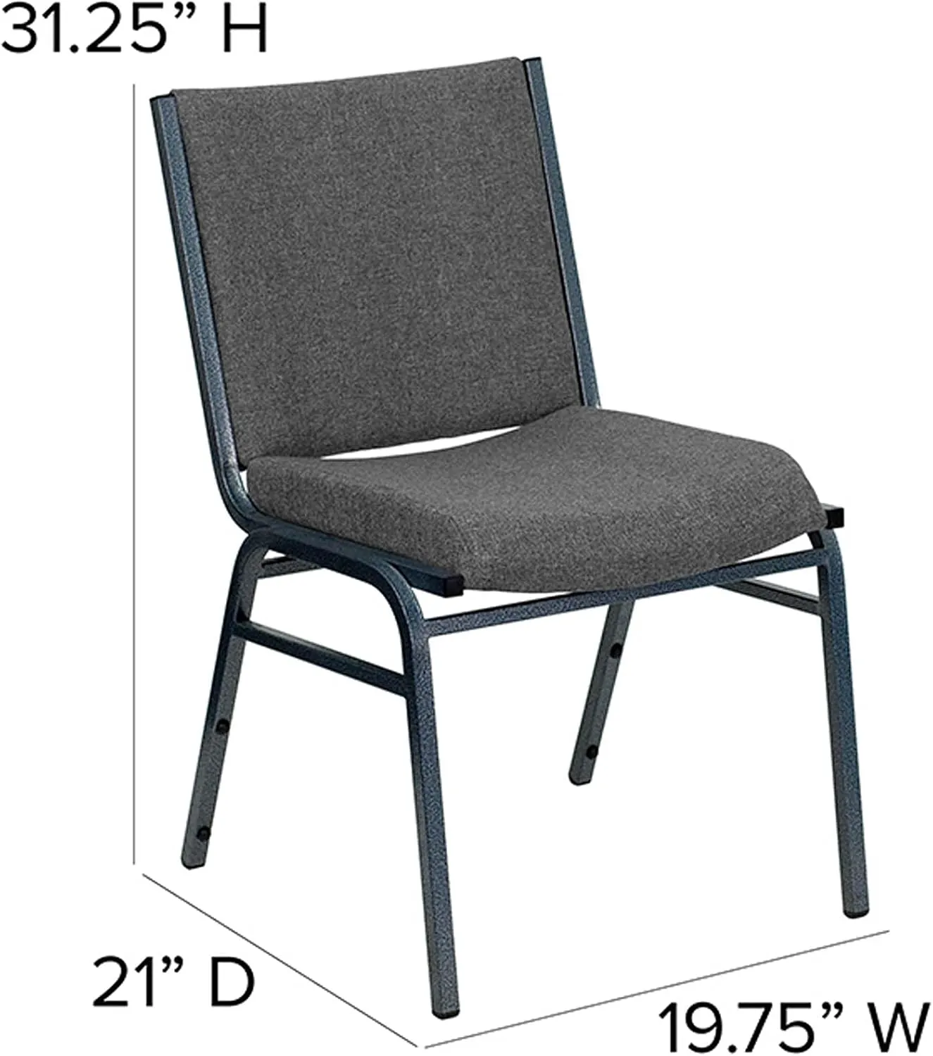 Flash Furniture HERCULES Series Heavy Duty Gray Fabric Stack Chair with Ganging Bracket