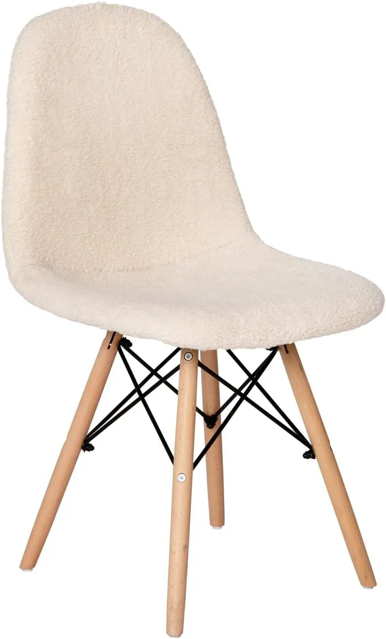 Flash Furniture Modern Zula Modern Padded Armless Faux Sherpa Accent Chair with Beechwood Legs - Off-White