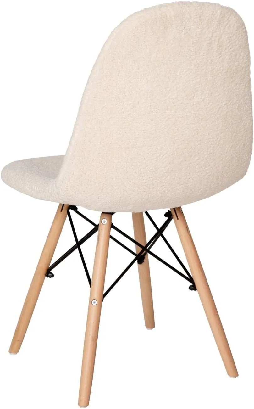 Flash Furniture Modern Zula Modern Padded Armless Faux Sherpa Accent Chair with Beechwood Legs - Off-White