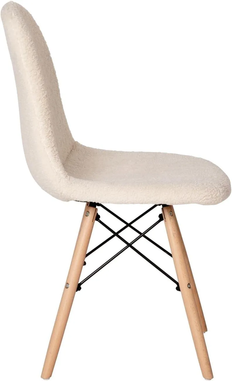 Flash Furniture Modern Zula Modern Padded Armless Faux Sherpa Accent Chair with Beechwood Legs - Off-White