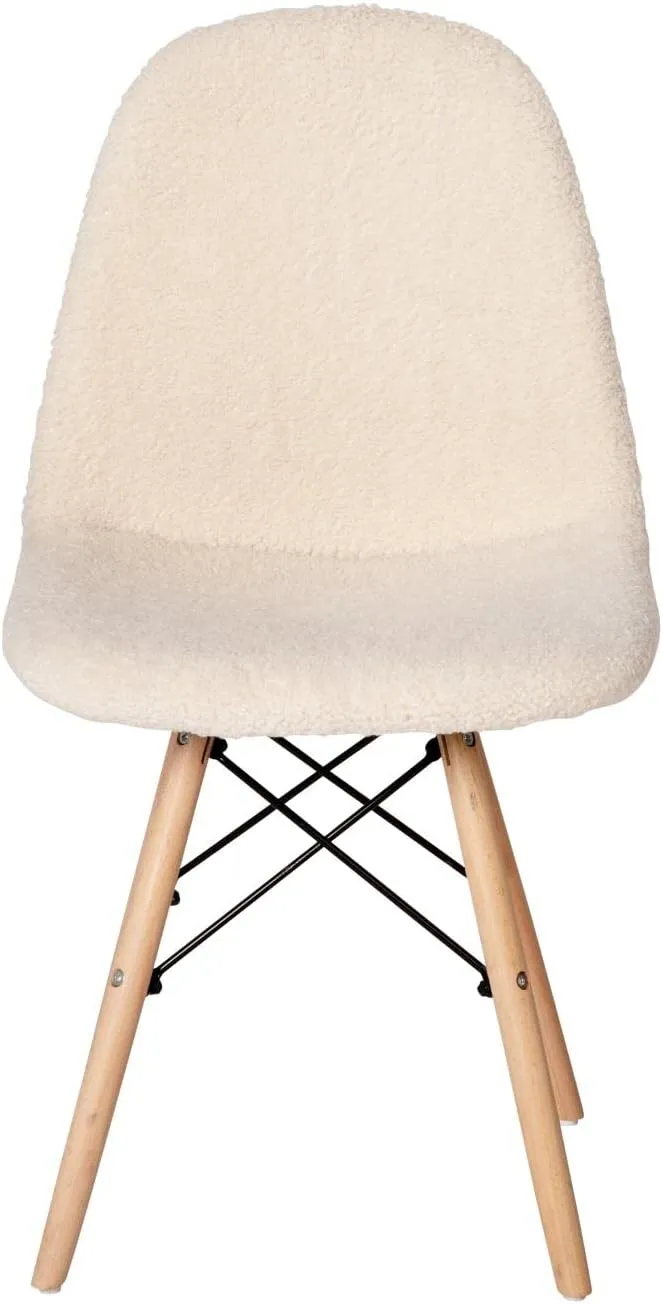 Flash Furniture Modern Zula Modern Padded Armless Faux Sherpa Accent Chair with Beechwood Legs - Off-White